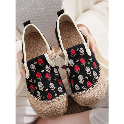 Women Summer Artsy Embroidery Linen Cotton Shoes BN1034