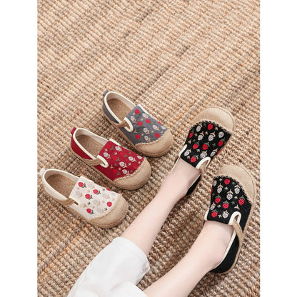 Women Summer Artsy Embroidery Linen Cotton Shoes BN1034