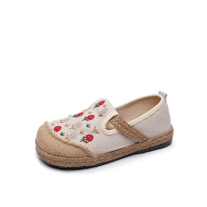 Women Summer Artsy Embroidery Linen Cotton Shoes BN1034