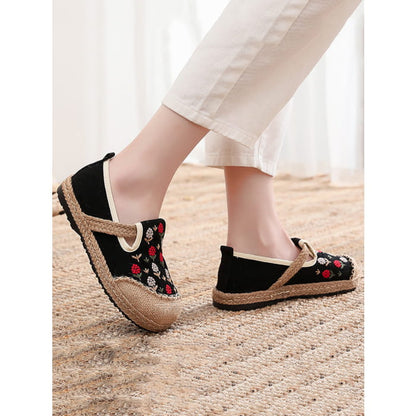 Women Summer Artsy Embroidery Linen Cotton Shoes BN1034