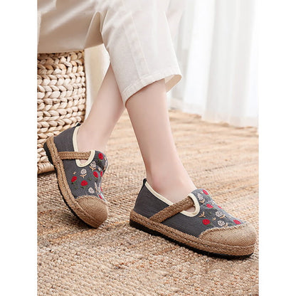 Women Summer Artsy Embroidery Linen Cotton Shoes BN1034