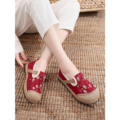 Women Summer Artsy Embroidery Linen Cotton Shoes BN1034