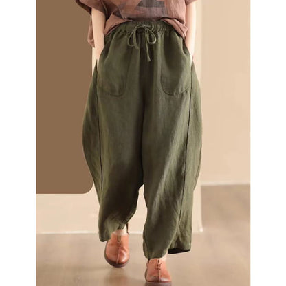 Women Summer Solid Linen Loose Harem Pants BN1006