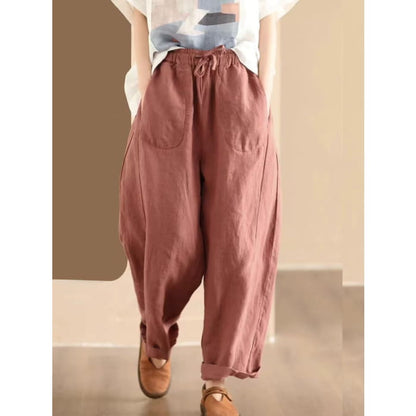 Women Summer Solid Linen Loose Harem Pants BN1006