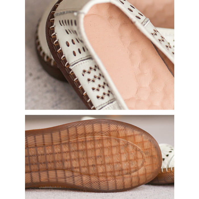 Women Summer Vintage Leather Spliced Cutout Shoes BN1018