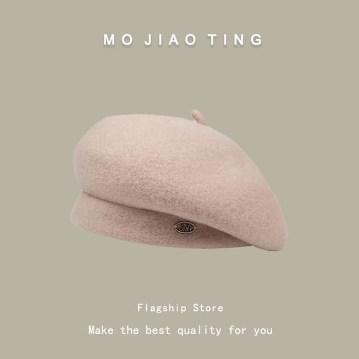 Wool Beret Hat - Light Pink / One Size