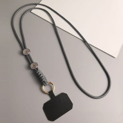 Woven Cord Phone Lanyard with Pad - Black & Gray / One Size