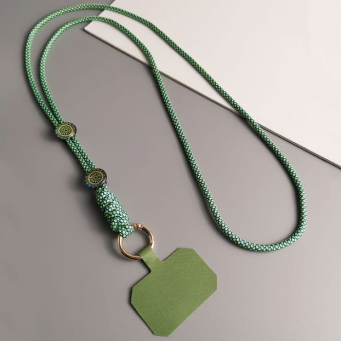 Woven Cord Phone Lanyard with Pad - Blue & Green / One Size