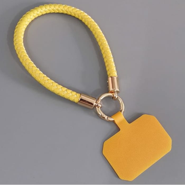 Woven Cord Phone Strap with Lanyard Pad - Yellow / One Size