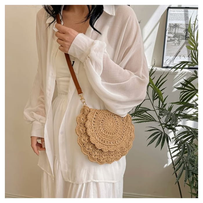 Woven Flap Crossbody Bag