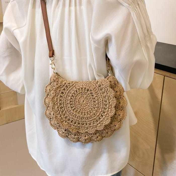 Woven Flap Crossbody Bag