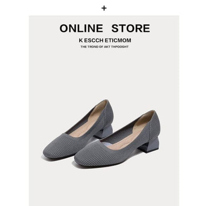 Woven Plain Flats - Gray / 34