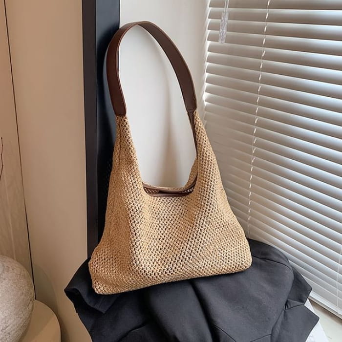 Woven Shoulder Bag - Brown / One Size