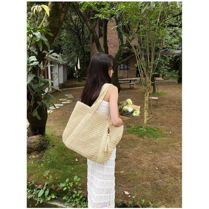 Woven Tasseled Tote Bag