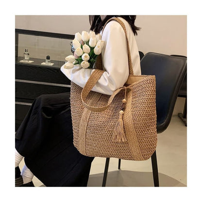 Woven Tasseled Tote Bag