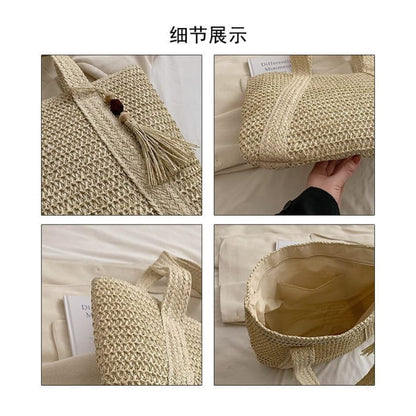 Woven Tasseled Tote Bag