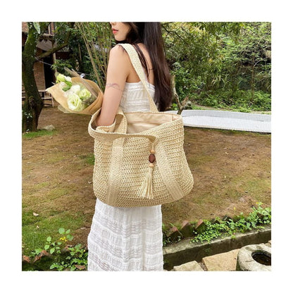 Woven Tasseled Tote Bag