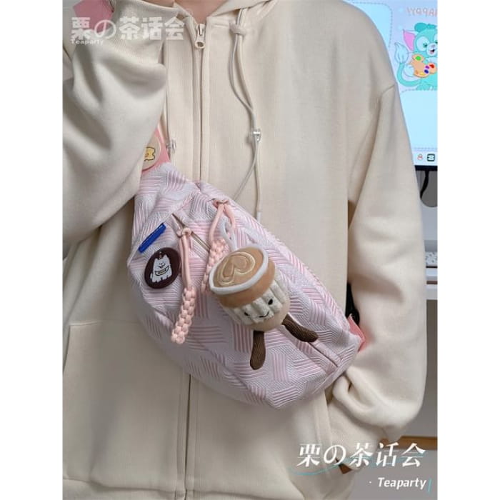 Woven Waist Bag / Charm / Pin / Set - With Cappuccino