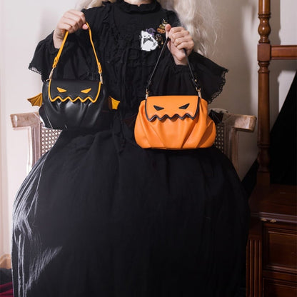 Halloween Orange Pumpkin Bat Wings Tote Bag - Free Size