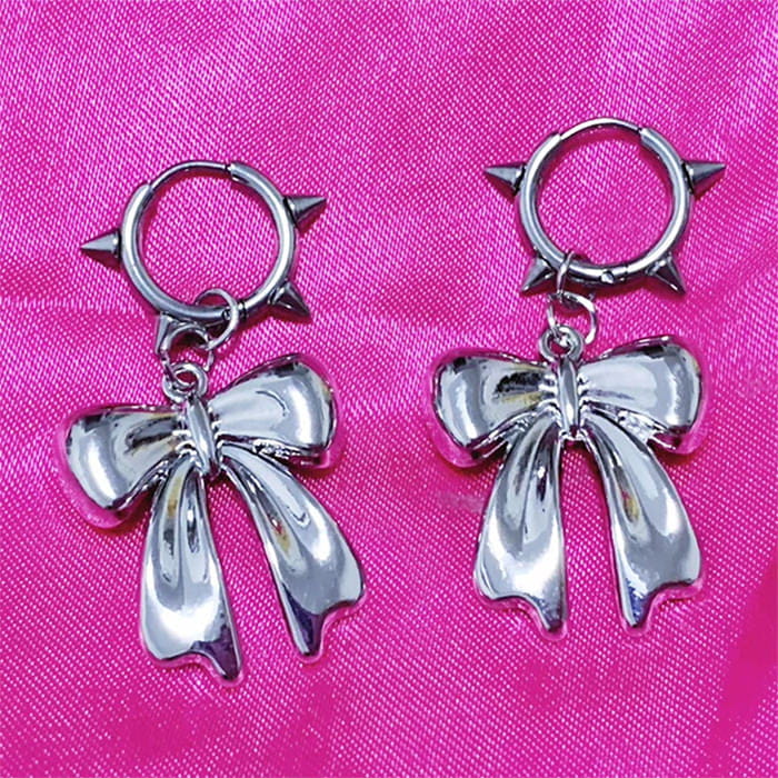Y2K Bowknot Stud Earrings - Standart / Silver - earrings