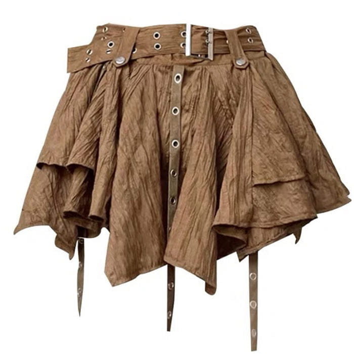 Y2K Brown Mini Skirt - S