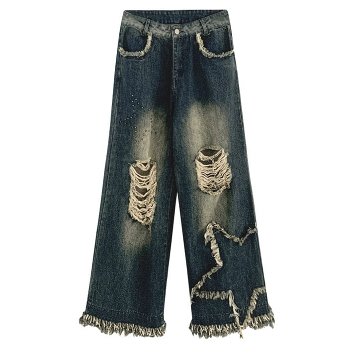 Y2K Destroyed Jeans - S / Dark Blue