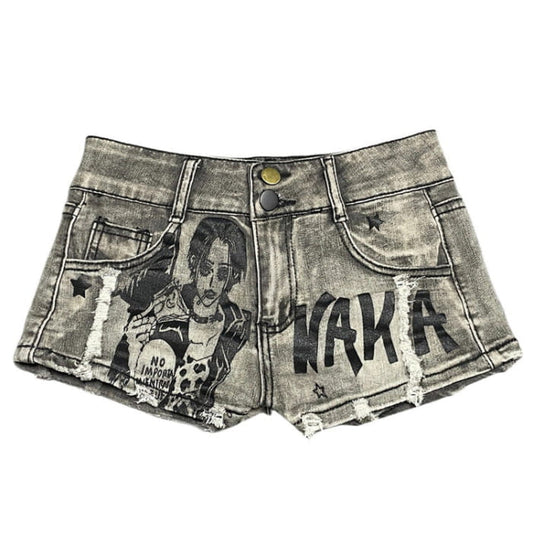 Y2K Fashion Denim Shorts - S / Grey