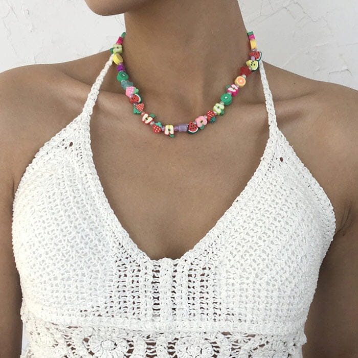 Y2K Fruits Beaded Necklace - Standart / Multi