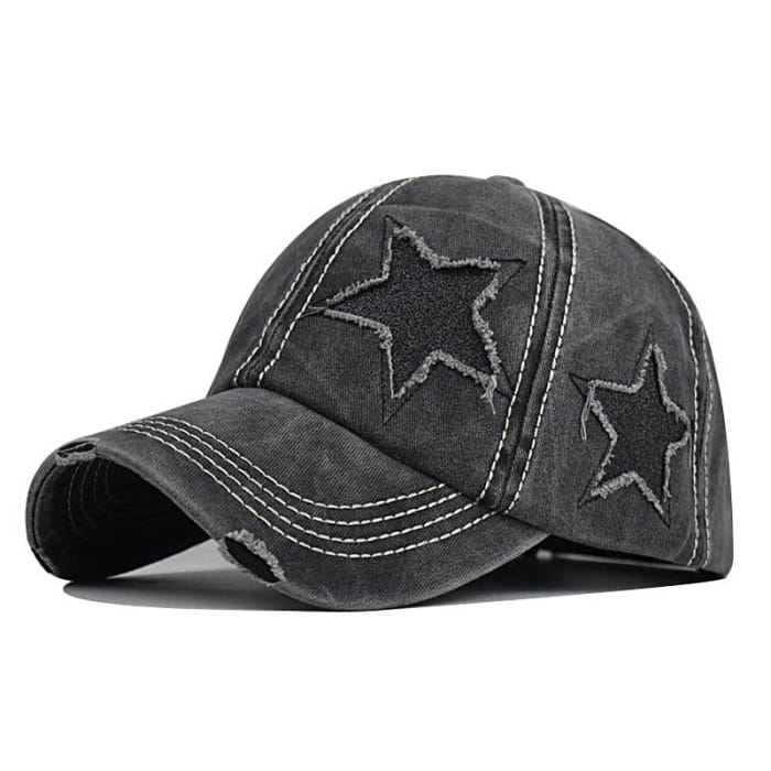 Y2K Glitter Star Denim Baseball Cap - Standart / Ash Grey