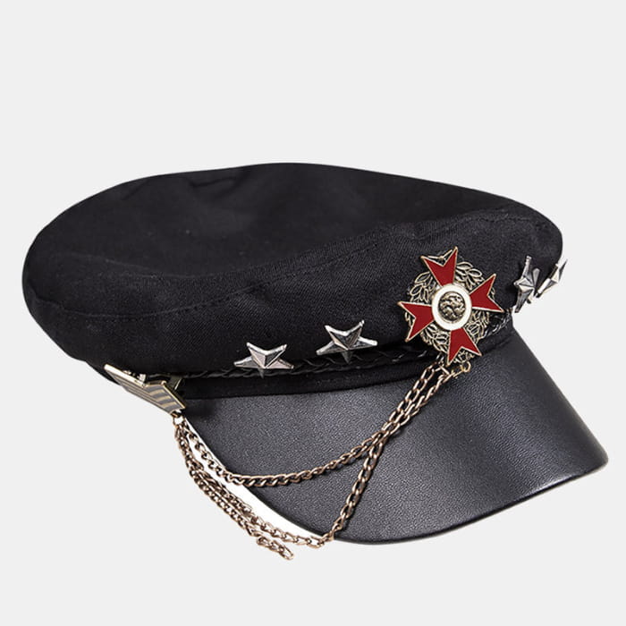 Y2K Gothic Lolita One Piece Dress Military Uniform - Hat