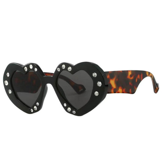 Y2K Heart-Shaped Sunglasses - Standart / Black/leopard