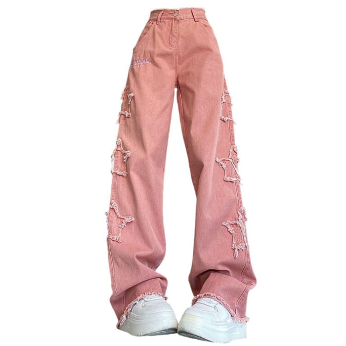 Y2K Pink Star Jeans - S