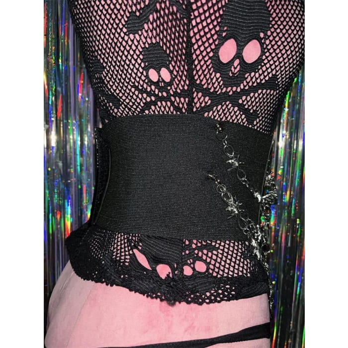 Y2K Punk Crosses Black Heart Corset Belt - Free Size