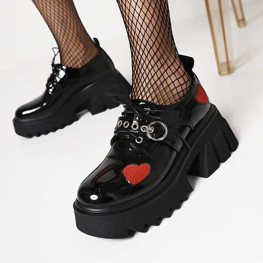 Y2K Red Heart Lolita Mary Janes Shoes