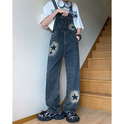 Y2K Star Denim Overalls - Pants