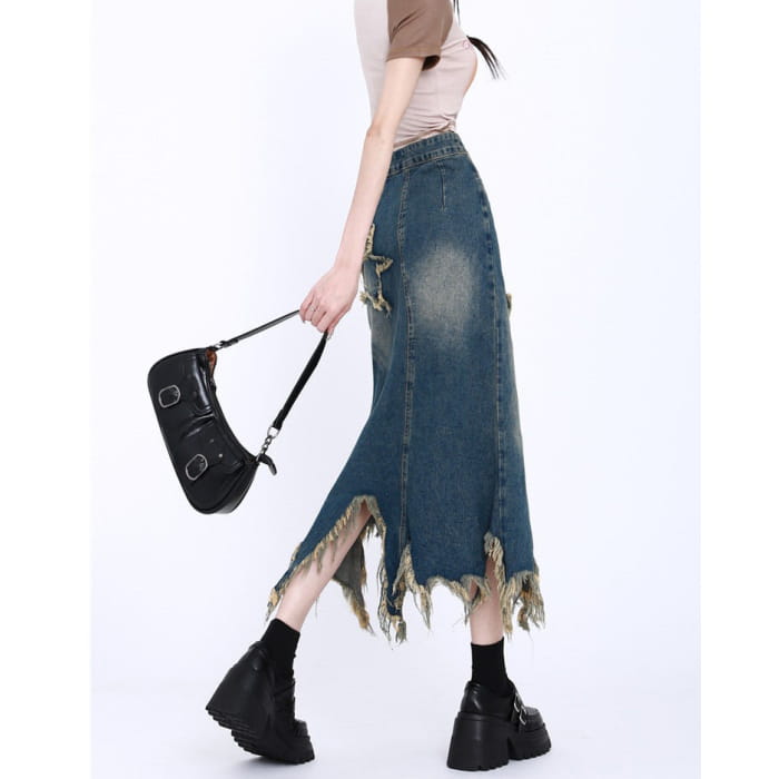 Y2K Star Long Denim Skirt