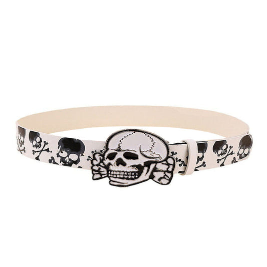 Y2K White Skull Belt - Standart / Silver/pink - Belts