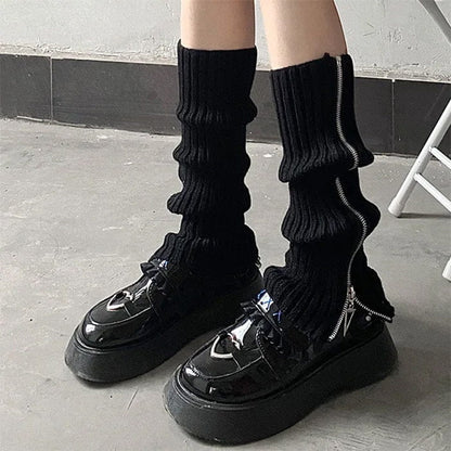 Y2K Zip Up Leg Warmers - Socks