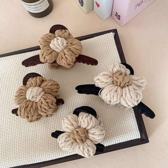 Yarn Flower Hair Claw Clip - Fashion Accessories