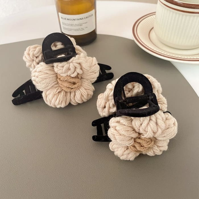 Yarn Flower Hair Claw Clip - Fashion Accessories