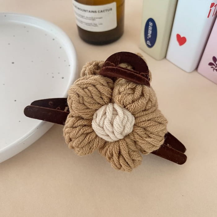 Yarn Flower Hair Claw Clip - Fashion Accessories