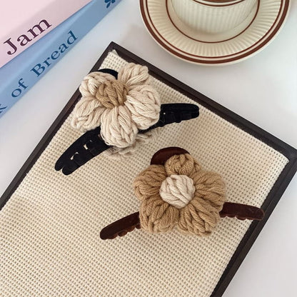 Yarn Flower Hair Claw Clip - Fashion Accessories