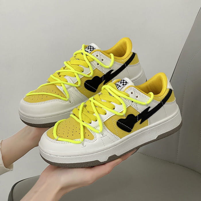 Yellow and Black Heart Sneakers