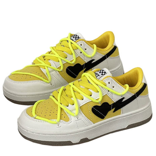 Yellow and Black Heart Sneakers - EU37 (US6.5)