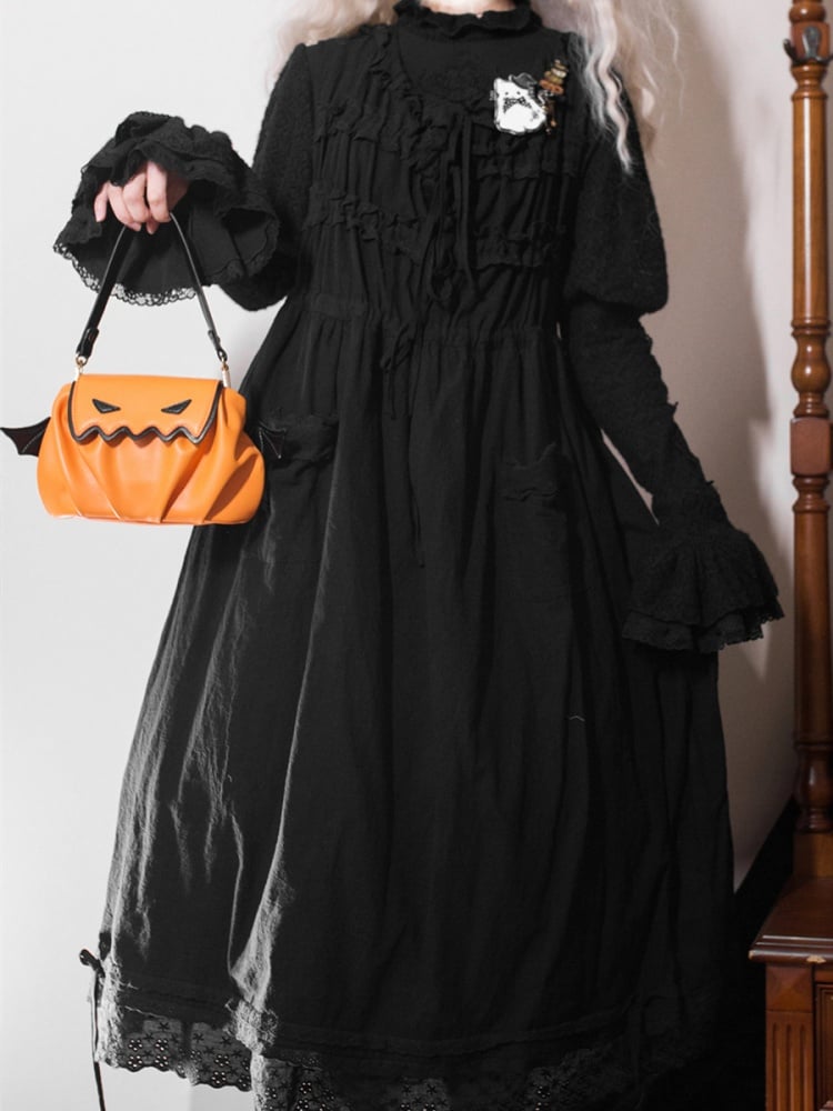 Halloween Orange Pumpkin Bat Wings Tote Bag - Free Size