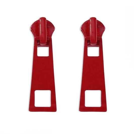 Zipper Stud Earrings - Standart / Red - earrings